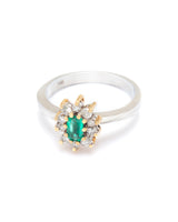 WHITE AND YELLOW 18K GOLD WITH DIAMONDS AND COLOMBIAN EMERALDS RING