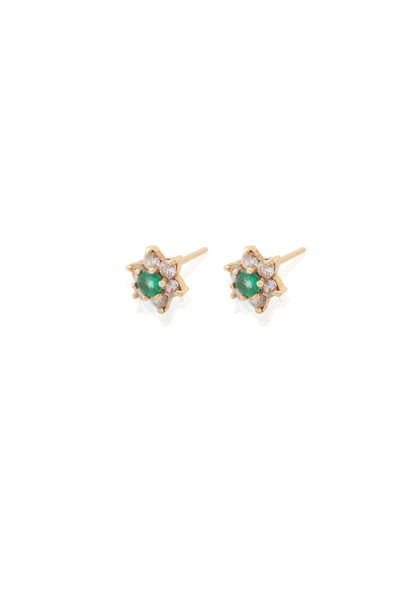 Flower diamonds and emerald studs