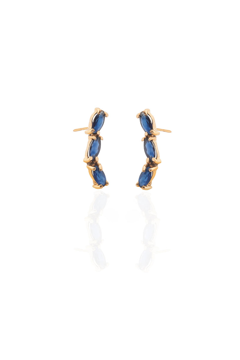 Oval triple sapphire earring